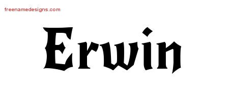 Erwin Gothic Name Tattoo Designs