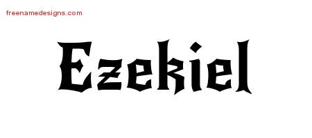 Ezekiel Gothic Name Tattoo Designs
