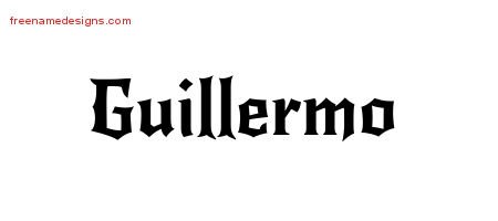 Guillermo Gothic Name Tattoo Designs