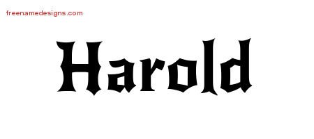 Harold Gothic Name Tattoo Designs