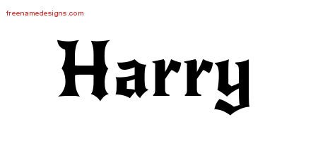 Harry Gothic Name Tattoo Designs