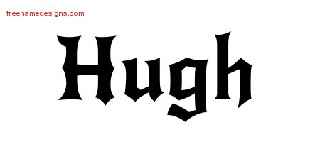 Hugh Gothic Name Tattoo Designs
