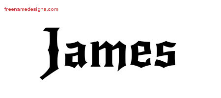James Gothic Name Tattoo Designs