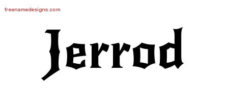 Jerrod Gothic Name Tattoo Designs