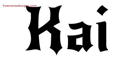Kai Gothic Name Tattoo Designs