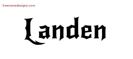 Landen Gothic Name Tattoo Designs