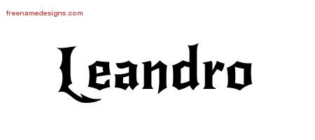 Leandro Gothic Name Tattoo Designs
