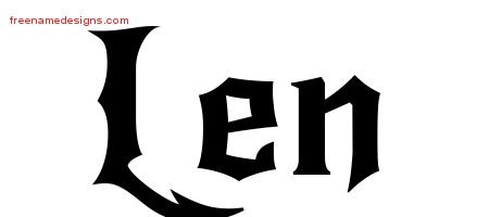 Len Gothic Name Tattoo Designs