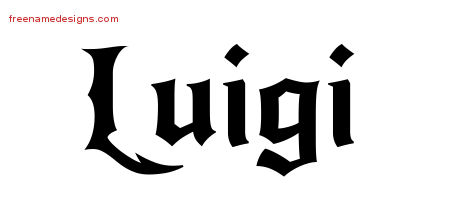 Luigi Gothic Name Tattoo Designs