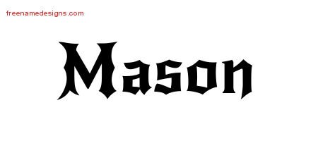 Mason Gothic Name Tattoo Designs