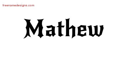 Mathew Gothic Name Tattoo Designs