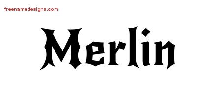 Merlin Gothic Name Tattoo Designs