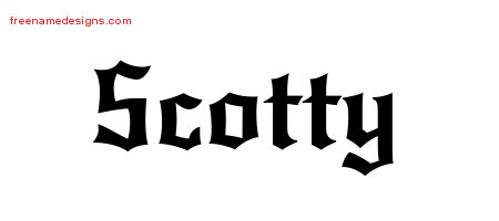Scotty Gothic Name Tattoo Designs