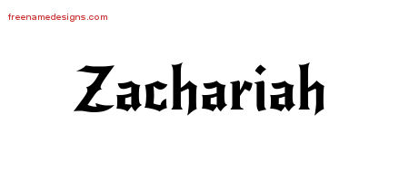 Gothic Name Tattoo Designs Zachariah Download Free - Free Name Designs