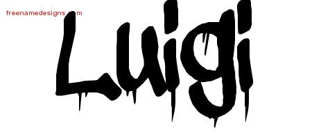 Luigi Graffiti Name Tattoo Designs