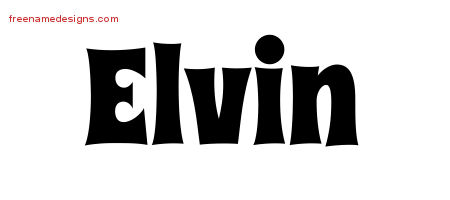 Elvin Groovy Name Tattoo Designs