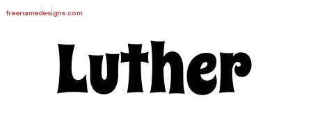 Luther Groovy Name Tattoo Designs
