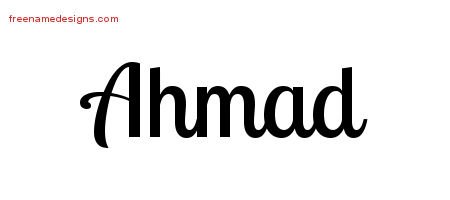 Ahmad Handwritten Name Tattoo Designs