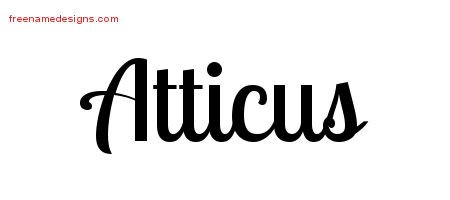 Atticus Handwritten Name Tattoo Designs
