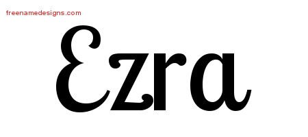 Ezra Handwritten Name Tattoo Designs