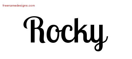 Rocky Handwritten Name Tattoo Designs