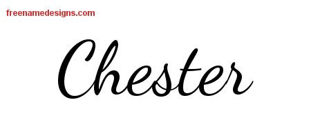 Chester Lively Script Name Tattoo Designs