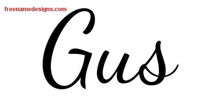 Gus Lively Script Name Tattoo Designs