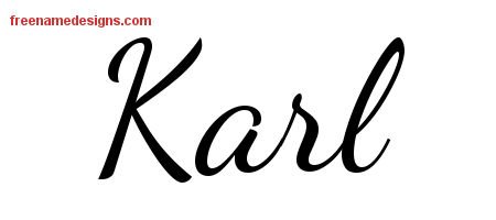 Karl Lively Script Name Tattoo Designs