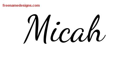 Micah Lively Script Name Tattoo Designs