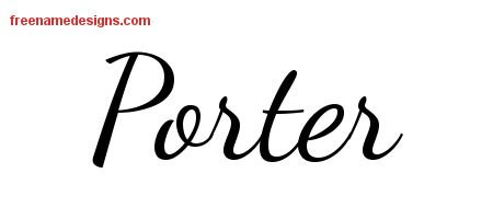 Porter Lively Script Name Tattoo Designs