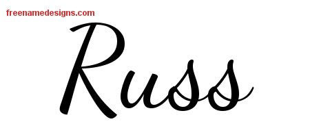 Russ Lively Script Name Tattoo Designs