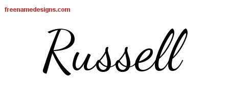 Russell Lively Script Name Tattoo Designs