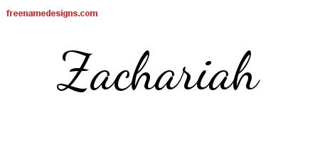 Zachariah Lively Script Name Tattoo Designs