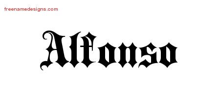 Alfonso Old English Name Tattoo Designs