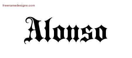 Alonso Old English Name Tattoo Designs