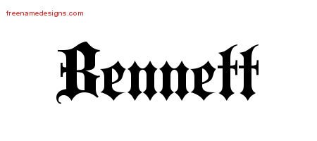 Bennett Old English Name Tattoo Designs