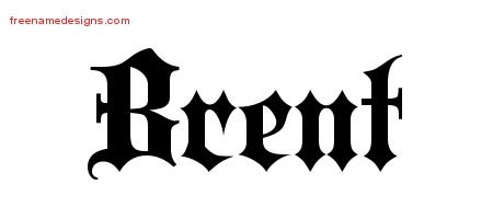 Brent Old English Name Tattoo Designs