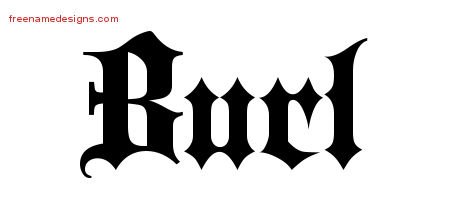 Burl Old English Name Tattoo Designs