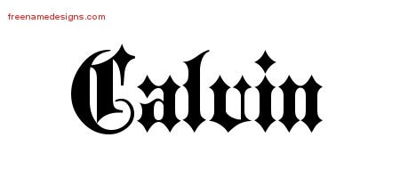 Calvin Old English Name Tattoo Designs