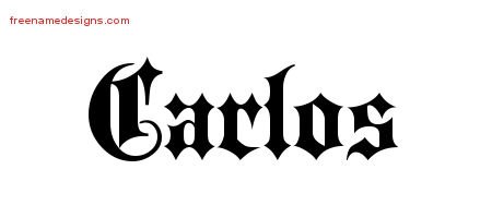 Carlos Old English Name Tattoo Designs