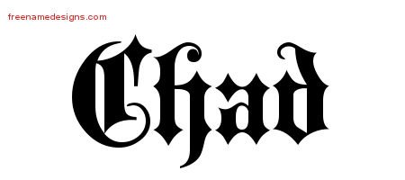 Chad Old English Name Tattoo Designs