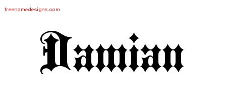 Damian Old English Name Tattoo Designs
