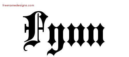 Fynn Old English Name Tattoo Designs
