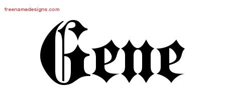 Gene Old English Name Tattoo Designs