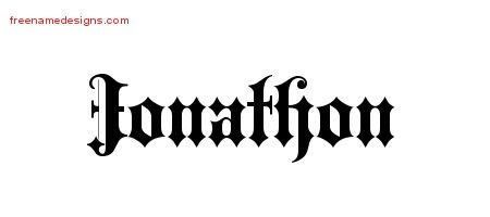 Jonathon Old English Name Tattoo Designs