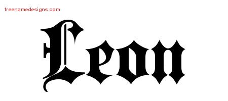 Leon Old English Name Tattoo Designs