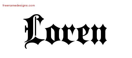 Loren Old English Name Tattoo Designs
