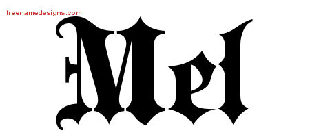 Mel Old English Name Tattoo Designs