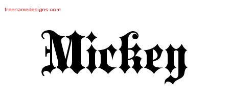 Mickey Old English Name Tattoo Designs