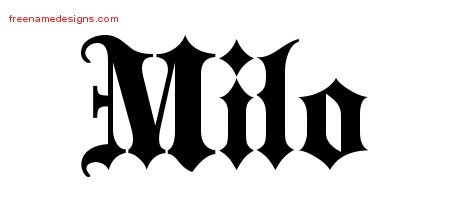 Milo Old English Name Tattoo Designs